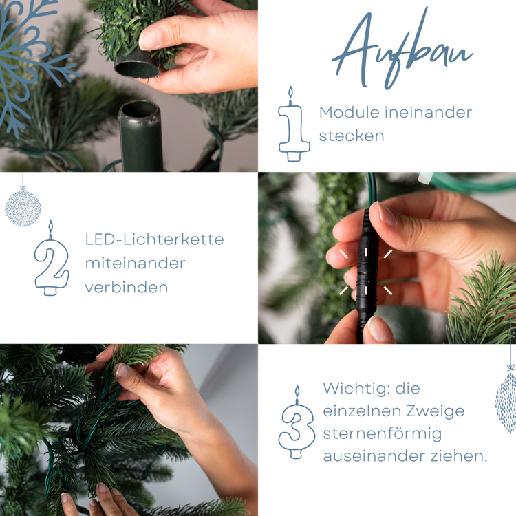 SCHAUMEX Künstlicher Weihnachtsbaum mit LED Beleuchtung aus Premium Spritzguss - Naturgetreue Nordmanntanne mit integrierter Lichterkette - Höhe: 240cm ( PE-BM240 )