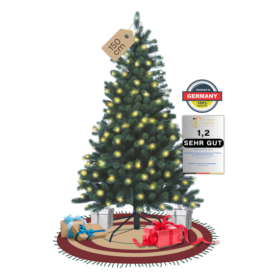 SCHAUMEX Künstlicher Weihnachtsbaum mit LED Beleuchtung aus Premium Spritzguss - Höhe: 150cm ( PE-BM150 )