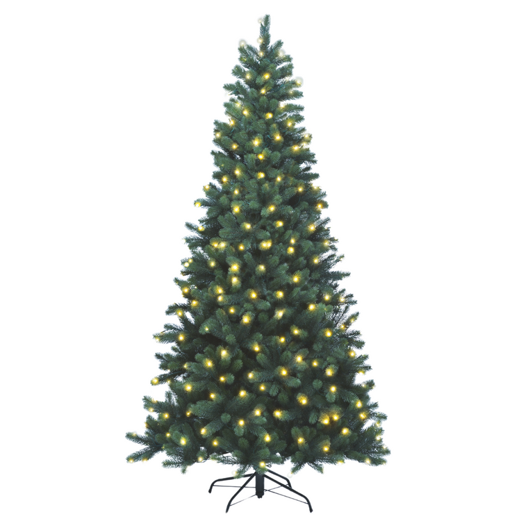 SCHAUMEX Künstlicher Weihnachtsbaum mit LED Beleuchtung aus Premium Spritzguss - Naturgetreue Nordmanntanne mit integrierter Lichterkette ( PE-BM210)