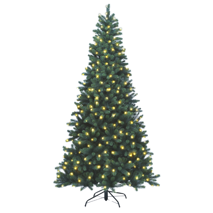 SCHAUMEX Künstlicher Weihnachtsbaum mit LED Beleuchtung aus Premium Spritzguss - Naturgetreue Nordmanntanne mit integrierter Lichterkette - Höhe: 240cm ( PE-BM240 )