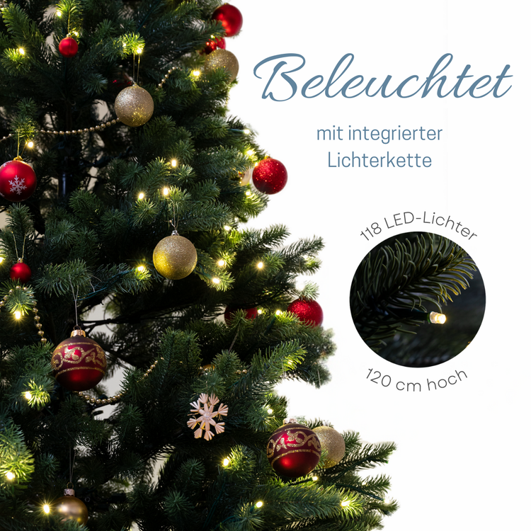 SCHAUMEX Künstlicher Weihnachtsbaum mit LED Beleuchtung aus Premium Spritzguss - Höhe: 120cm ( PE-BM120 )