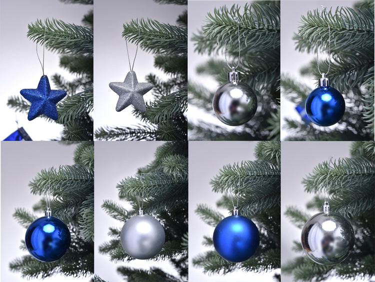 Schaumex Weihnachtsdekoration im Set mit bis zu 84 Teilen - Blau Silber