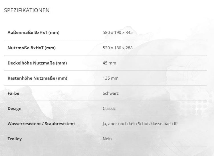 Sinora Transportkoffer 580 x 190 x 345mm