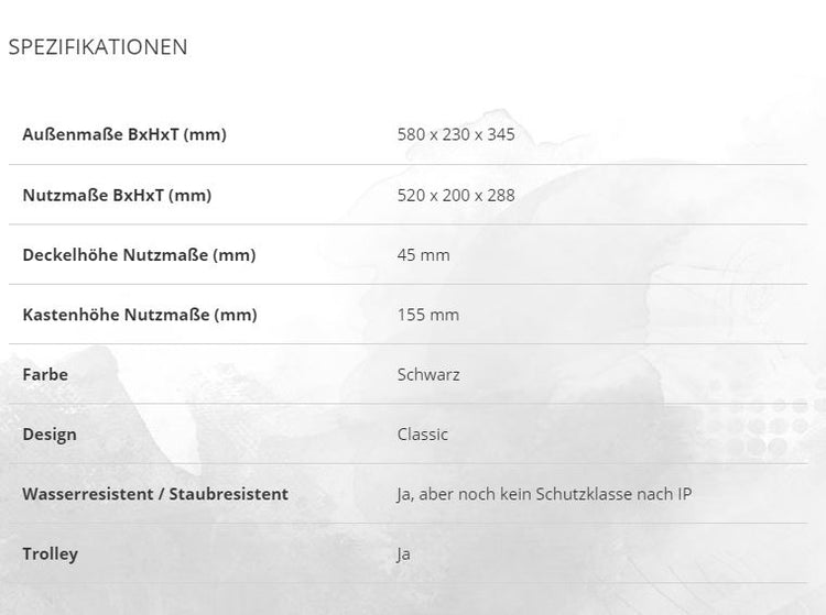 Sinora Transportkoffer mit Trolleyfunktion 580 x 230 x 345mm