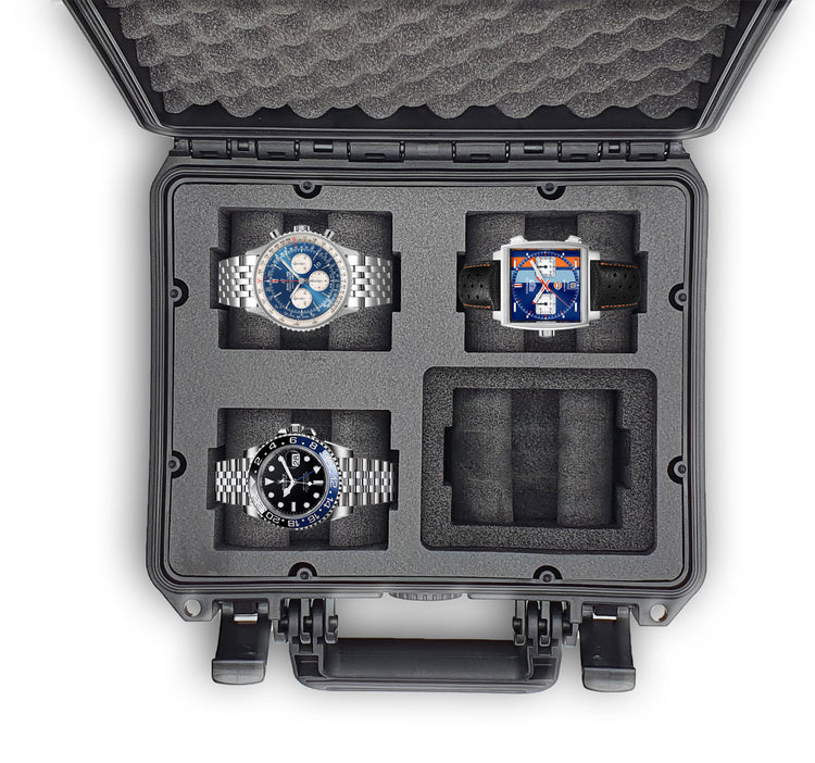 MC-CASES ® Uhrenkoffer Transportkoffer für bis zu 4 Uhren - Reisekoffer - Wasserdicht - Abschließbar - Perfekt für Reisen - Extrem geschützt -