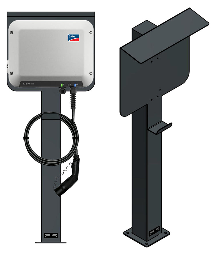 Ladesäule passend für SMA EV Charger Wallbox mit Dach | Ständer | Standfuß | Stele | Base