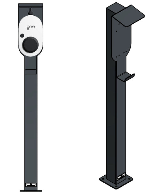 Ladesäule passend für Go-e Charger Gemini und Fronius Wattpilot mit Dach und Kabelhaken | Ständer | Standfuß | Stele | Base